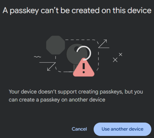 screenshot of popover where you can select to use another device