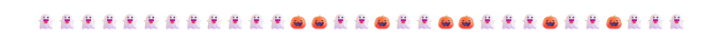 screenshot of the posting activity currently on the homepage of my site: a mix of ghost and pumpkin emojis correlating to how (in)frequently I posted